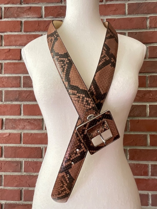 NEW Longchamp Snakeskin Leather Brown/Tan Adjustable Belt Size M/L Made-inFrance main image 5